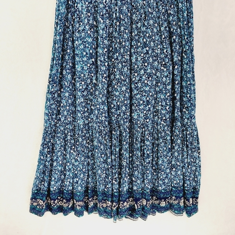 Style & Co Blue Floral Summer Sleeveless Lagenlook Maxi Ruffle Dress P1628 - Picture 2 of 8